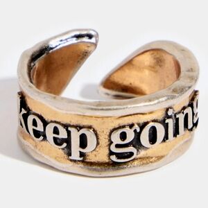 Inspirational Antique Gold and Silver Adjustable Ring (8-11)